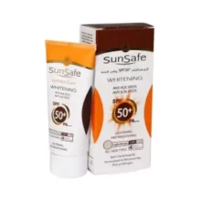 سان سیف کرم ضد آفتاب ضد لک روشن کننده رنگی بژ روشن انواع پوست 50 گرم  Sunsafe Whitening sunblock SPF50 Cream