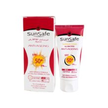 سان سیف کرم ضد آفتاب ضد چروک بژ روشن 50 میل sunsafe Anti Ageing SunBlock spf50 tinted Cream