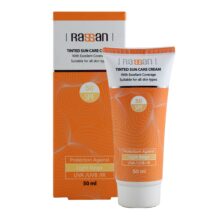 راسان کرم ضد آفتاب رنگی بژ روشن SPF 50 انواع پوست 50 میل RASSAN TINTED SUN CARE CREAM LIGHT BEIGE