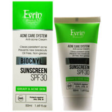 اورین کرم ضد آفتاب بی رنگ SPF30 پوست چرب و جوشدار 50 میل  EVRIN BIOTECH BIOCNYL