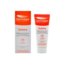 درماگور کرم ضد آفتاب بی رنگ پوست نرمال تا خشک 40 میل spf50 برند Dermagor Sunscreen solaire Cream