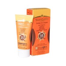 سان سیف کرم ضد آفتاب رنگی بژ مدیوم فاقد چربی50 گرم Sunsafe Sunsblock Cream SPF35 Acneic Oil Free