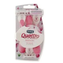 شیک خود تراش 4 تیغه 3 عددی صورتی زنانه Schick Quattro For Women 4 Blade 3 Pcs